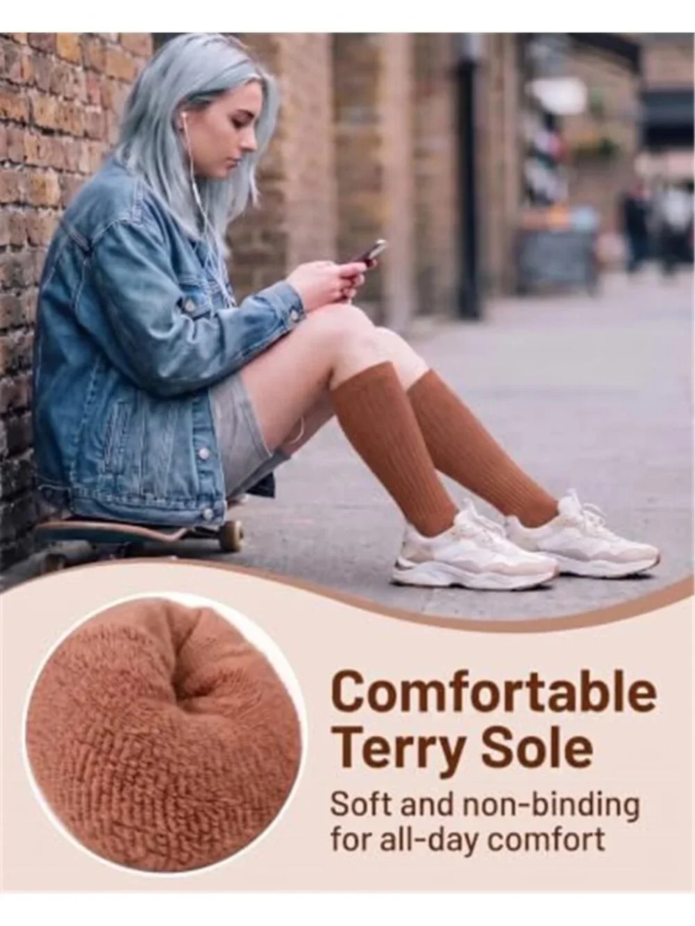 6 Pairs Slouchy Socks for Women, Long Knee High Boot Socks